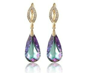 【送料無料】アクセサリー ネックレス スワロフスキーライトパープルドロップイヤリングswarovski elements gold filled vitrail light purple gocciadangle earrings