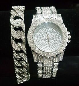 yzANZT[@lbNX@zCgS[huXbguOqbvzbvfinitura oro bianco orologi amp; braccialetto set regalo iced out bling hip hop rapper