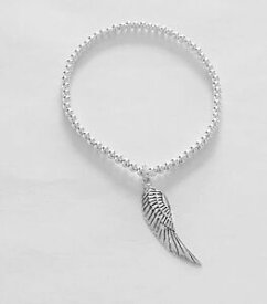 【送料無料】アクセサリー　ネックレス　ビードスターリングシルバーカフブレスレットbracciale con perline argento sterling con ali dangelo fasci angel ala bracciale