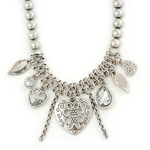 �y���������z�A�N�Z�T���[�@�l�b�N���X�@�r���e�[�W���b�L�l�b�N���Xvintage cuore fascino collana in argento placcato 40cm lunghezza6cm estensione