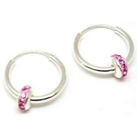 【送料無料】アクセサリー　ネックレス　スターリングシルバーピンクオーストリアクレオールフープイヤリングtoc sterling silver pink austrian crystals set creole hoop earrings 17mm