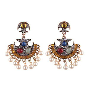 �y���������z�A�N�Z�T���[�@�l�b�N���X�@�C�������O�^�b�Z���}���`�J���[�G�X�j�b�N�I�����W�p�[�����g��orecchini candeliere tassel multicolore amber etnico perla retr xx22