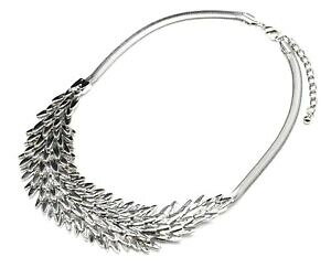 yzANZT[@lbNX@}`[tcc2100e collier plastron statement pendentif multi feuilles relief mtal ar