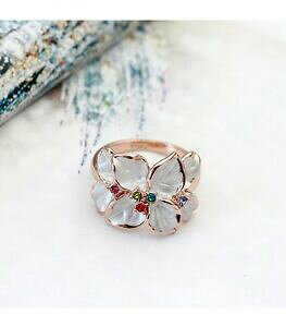 yzANZT[@lbNX@S[hp[NX^ONX}Xlusso donna anello in oro 18krgp cristallo madreperla foglie regalo di natale