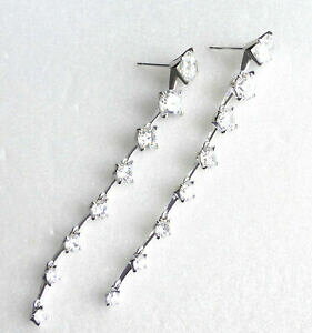 【送料無料】アクセサリー ネックレス イヤリングペンダントdonna 8cmvery orecchini pendenti lunghi placcato oro bianco trasparente