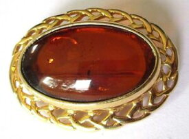【送料無料】アクセサリー　ネックレス　ビンテージゴーカボションアンブルbroche ovale bijou vintage couleur or cabochon rsine ambre translucide 620