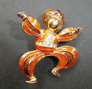�y���������z�A�N�Z�T���[�@�l�b�N���X�@�V�������^���h�[���k�tbroche danseur kathakali strass email sur metal dore neuf
