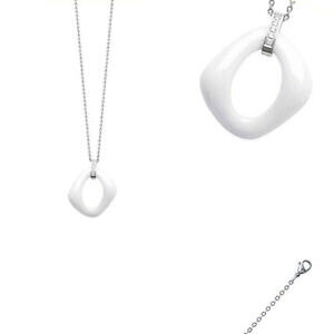 �y���������z�A�N�Z�T���[�@�l�b�N���X�@�k�[�{�[�R���Anouveau collier 45 cm en ceramique, acier inoxydable et zirconiums