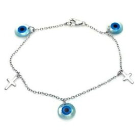 【送料無料】アクセサリー　ネックレス　ペンダントスターリングシルバーブレスレットクロスペンダントciondolo argento sterling bracciale w croce amp; malocchio ciondoli