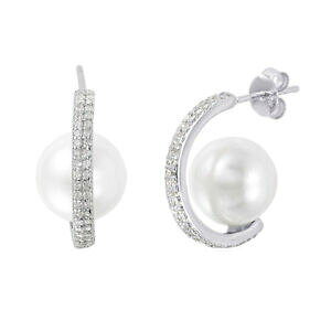 �y���������z�A�N�Z�T���[�@�l�b�N���X�@�p�[���{�^���C�������Oargento sterling ccurved a forma di bottone orecchini con 10 mm perla amp;