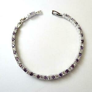 yzANZT[@lbNX@ejXuXbgVo[AWXgzCgbracciale tennis donna colore argento ametista zirconi bianchi 17,5 20 cm 9 p