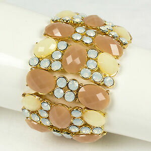 【送料無料】アクセサリー ネックレス カフストレッチビンテージゴールドベージュbracciale donna stretch statement nobile tendenza vintage beige oro strass