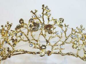 yzANZT[@lbNX@CXg[eBAg{molto bello contemporanea gold plated amp; rhinestone tiara con libellule t116
