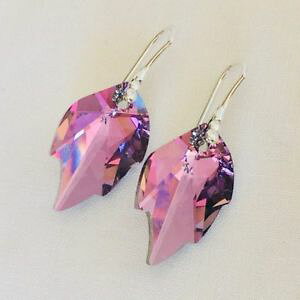 yzANZT[@lbNX@X^[OVo[COGgXtXL[NX^v[t925 argento sterling orecchini elementi swarovski crystal vitrail foglia regalo di l