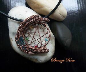 yzANZT[@lbNX@nhChANAI[lbNXhandmade ooak inebriante filo di rame avvolto aqua aura quartz pentacolo collana