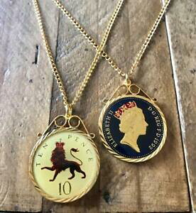 yzANZT[@lbNX@Be[WGiyXRCy_glbNXNX}Xvintage 1992 smalto dieci pence moneta ciondolo amp; collana grande regalo di natale