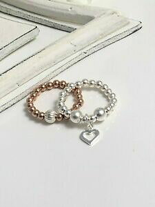 yzANZT[@lbNX@X^[O][cX^[OVo[OXgb`[YS[hZbgargento sterling anello stretch set cuore charm rose gold filled 925 donna regali