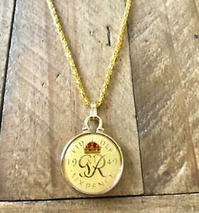 yzANZT[@lbNX@GiyXRCy_glbNXOv[g1949 smalto sei pence moneta ciondolo amp; collana 70th compleanno regalo per la mamma gran