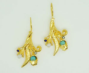 yzANZT[@lbNX@^[RCYCOottomangems semi preziosi gem stone placcato oro orecchini turchese giada fatto a mano