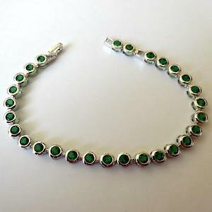 yzANZT[@lbNX@ejXuXbgVo[Ghbracciale tennis uomo donna colore argento con smeraldi 20 cm 129 v