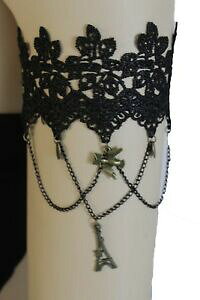yzANZT[@lbNX@t@bVA[[XJtt[GbtFda donna nero metal moda braccio alto bracciale pizzo fiore torre eiffel