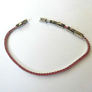 �y���������z�A�N�Z�T���[�@�l�b�N���X�@�e�j�X�u���X���b�g�X�`�[�����r�[bracciale tennis uomo donna acciaio rubini rossi 16 18 20,5 cm 210 u