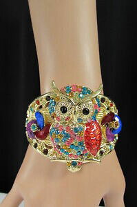 yzANZT[@lbNX@S[h^t@bVuXbgtNEcarini donna oro metal moda bracciale a polsino grande gufo fiori rosso