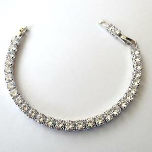 yzANZT[@lbNX@ejXuXbgJ[Vo[bracciale tennis colore argento grandi zirconi bianchi 5 mm 20 17,5 cm 113 z