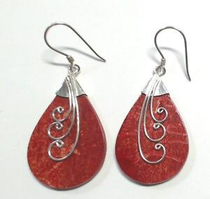 �y���������z�A�N�Z�T���[�@�l�b�N���X�@�A���W�F���g���C��boucles doreilles ancien modele argent 925 corail decor volutes fait main