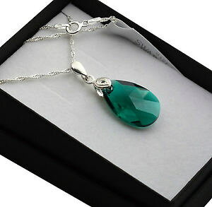 yzANZT[@lbNX@X^[OVo[lbNXXtXL[NX^GhiV925 argento sterling collana realizzata con cristalli swarovski * smeraldo * pera