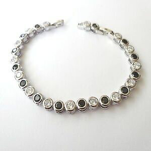 yzANZT[@lbNX@ejXuXbgVo[J[zCgbracciale tennis uomo donna colore argento zirconi bianchi neri 18 20 cm 16 n