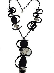 �y���������z�A�N�Z�T���[�@�l�b�N���X�@�W�O�U�O�m���[��sautoir zigzag noir et argent n1, bijoux fantaisie
