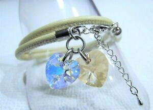 【送料無料】アクセサリー ネックレス カフベージュスワロフスキーbraccialecuore due volte beige crem swarovski cristalli cuoio regalo