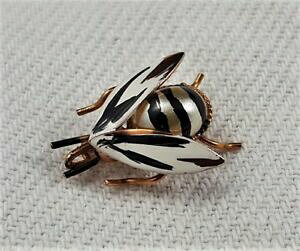 �y���������z�A�N�Z�T���[�@�l�b�N���X�@�r���e�[�W�t���C�m���[���u����bijou ancien vintage broche mouche fly cuivre peint noir blanc dos en perle t168