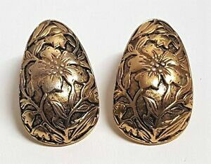 �y���������z�A�N�Z�T���[�@�l�b�N���X�@�r���e�[�Wbijoux vintage boucles doreilles mtal dor vieilli courb floral ouvrag t27