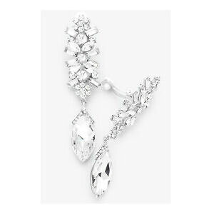 yzANZT[@lbNX@CONbvCOVo[NX^lunghi orecchini clip clip orecchini argento cristallo chiaro motivo fiori 8 cm di lunghezza