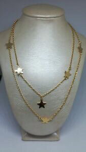 �y���������z�A�N�Z�T���[�@�l�b�N���X�@�l�b�N���X�_�u�����E���h�X�J���R���A�[collana donna argento dorato stelle stelline doppio giro collier scalare cm 50