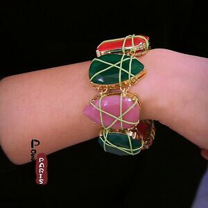 yzANZT[@lbNX@uXbgA[fR[UIWi_hbvbraccialetto art deco goccia piazza rosa verde corton moderno originale