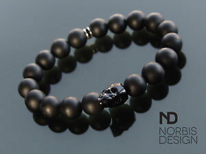 yzANZT[@lbNX@YIjLXXJuXbgXtXL[NX^ubNmens onice opaco teschio braccialetto con cristalli swarovski nero 69 in elasticizzata