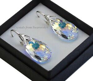 yzANZT[@lbNX@X^[OVo[CONX^ZbgXtXL[NX^925 argento sterling orecchiniset * crystal ab * 22 mm pera cristalli di swarovski