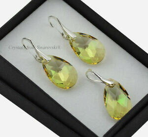 yzANZT[@lbNX@COVo[XtXL[NX^Zbg925 orecchini argentoset 22 mm pera luminoso verde cristalli di swarovski