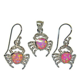 【送料無料】アクセサリー　ネックレス　スターリングシルバーピンクオパールカニシーライフイヤリングペンダントセット925 argento sterling opale rosa granchio mare vita dangle earrings ciondolo set