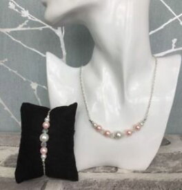 【送料無料】アクセサリー　ネックレス　ホワイトピンクネックレスカフsilver plated bianco amp; rosa perla collana e bracciale