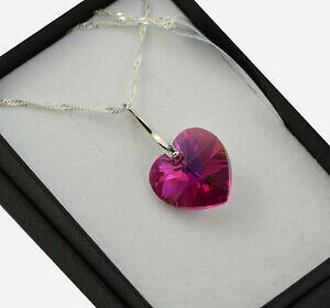 yzANZT[@lbNX@X^[OVo[lbNXXtXL[NX^n[gtNVA925 argento sterling collana realizzata con cristalli swarovski cuore 18mmfucsia ab