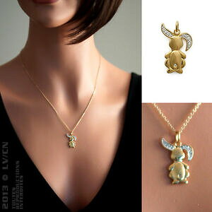 �y���������z�A�N�Z�T���[�@�l�b�N���X�@�W���R�j�E���{�[pendentif femme lapin en plaqu or 18ct et oxydes de zirconium beaux bijoux