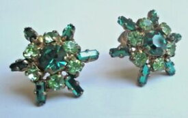 【送料無料】アクセサリー　ネックレス　クリップビンテージanciennes boucles doreilles clips couleur or cristaux meraude bijou vintage 61