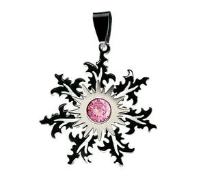 yzANZT[@lbNX@sN\eguzkilore colgante 25mm carlina negro rosa amuleto vasco flor sol idea regalo