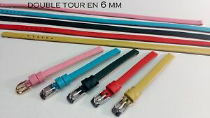 �y���������z�A�N�Z�T���[�@�l�b�N���X�@�u���X���b�g�_�u���c�A�[bracelet montre en cuir double tour en 6mm