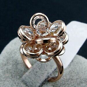 �y���������z�A�N�Z�T���[�@�l�b�N���X�@�����O�s���N�S�[���h�N���X�^���N���X�}�Xlusso anello da donna oro rosa 18k pl cristallo regalo di natale idea nuovo