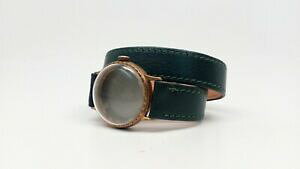 �y���������z�A�N�Z�T���[�@�l�b�N���X�@�u���X���b�g�_�u���c�A�[�fbracelet montre en cuir de veau vert modle double tour de poignet en 16mm